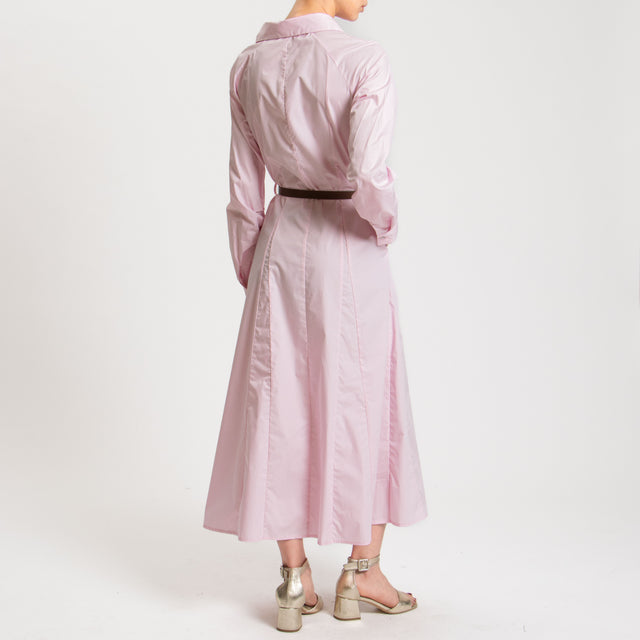 Tensione in-Chemisier in cotone con cintura - rosa