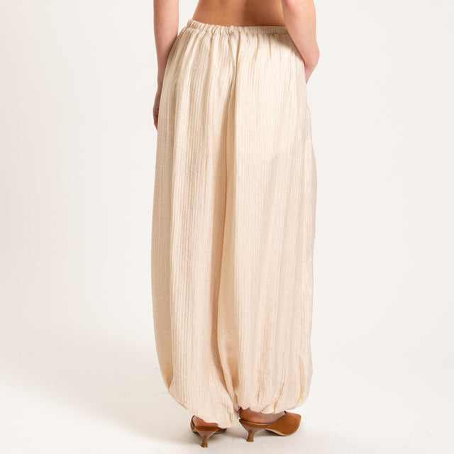 Tensione in-Pantalone mussola goffrato - cipria