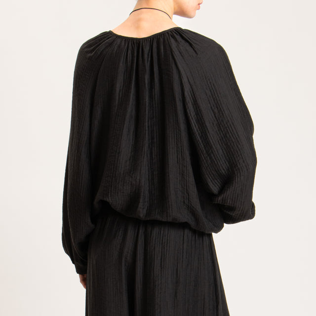Tensione in-Camicia mussola goffrata - nero