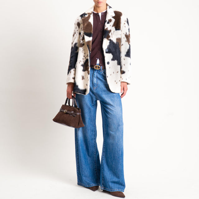 Tensione in-Giacca cow print due bottoni - latte/moro/nero