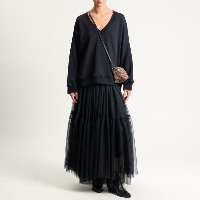 Tensione in-Gonna in tulle con balza - nero