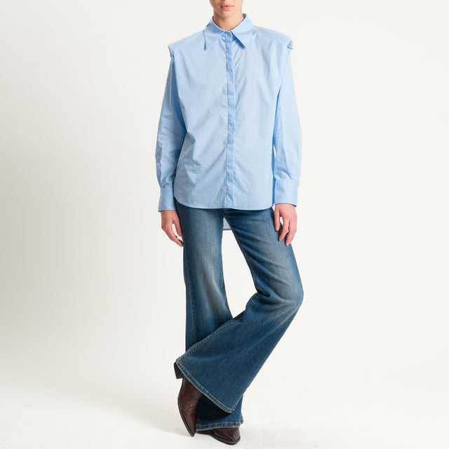 Tensione in-Camicia in cotone con spalline - azzurro