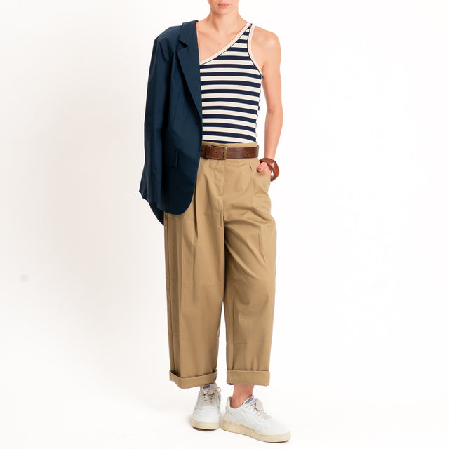 Tensione in-Top monospalla a righe - blu/burro
