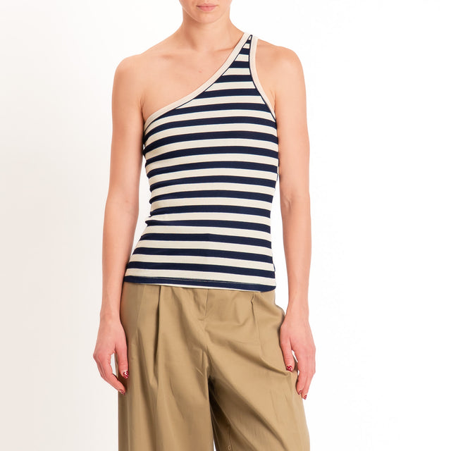 Tensione in-Top monospalla a righe - blu/burro