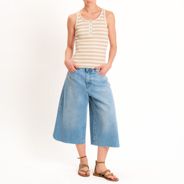Tensione in-Top serafino a righe - beige/burro