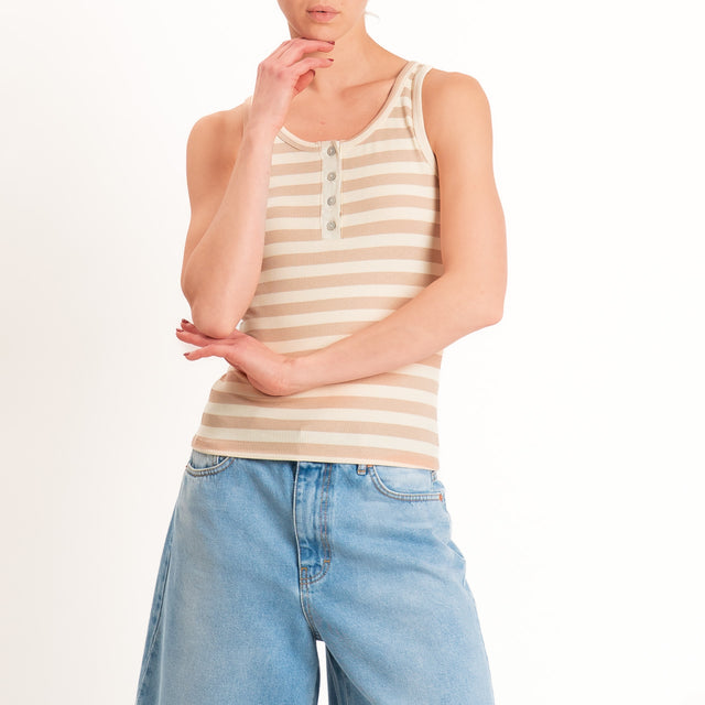 Tensione in-Top serafino a righe - beige/burro