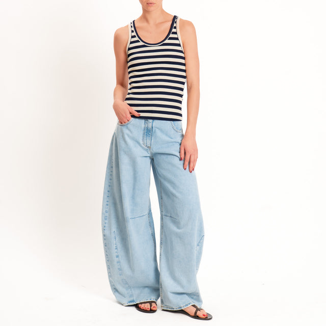 Tensione in-Top a costine a righe - blu/burro