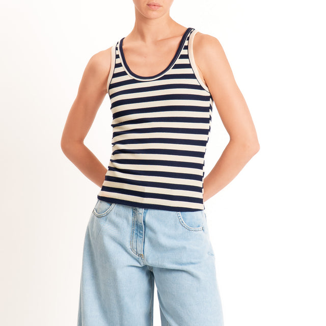 Tensione in-Top a costine a righe - blu/burro