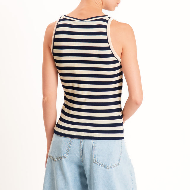 Tensione in-Top a costine a righe - blu/burro
