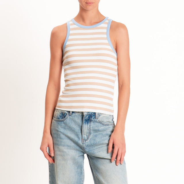 Tensione in-Top vogatore a righe - azzurro/beige/burro
