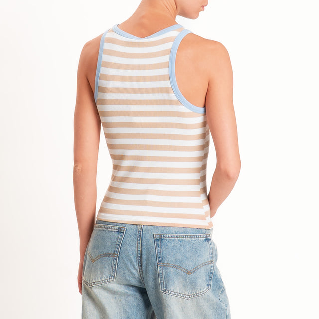 Tensione in-Top vogatore a righe - azzurro/beige/burro