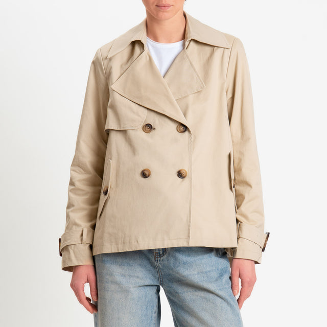Tensione in-Trench corto doppiopetto - beige