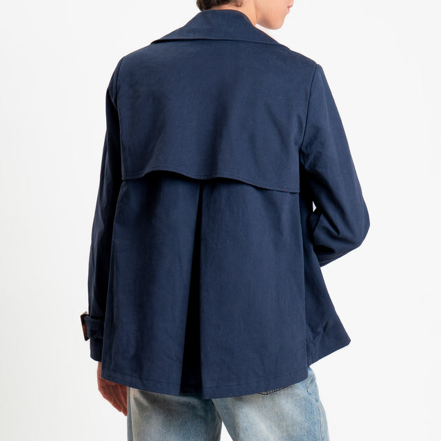 Tensione in-Trench corto doppiopetto - blu