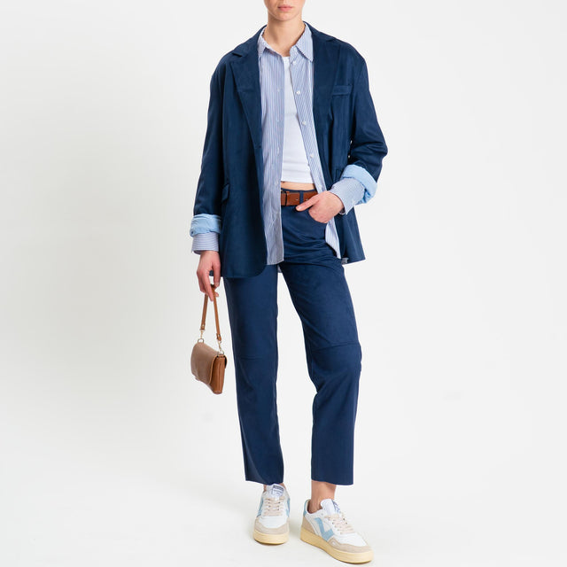 Tensione in-Giacca oversize effetto suede - blu
