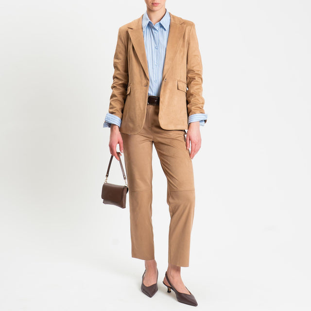 Tensione in-Giacca spacco dietro effetto suede - cappuccino