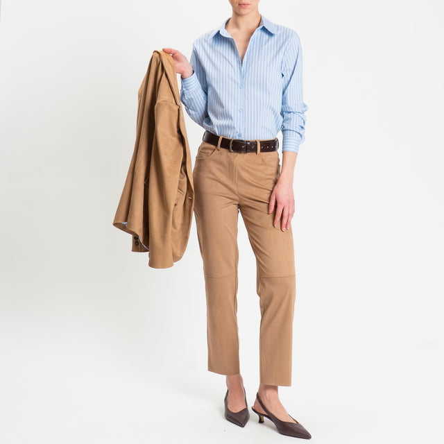 Tensione in-Pantalone cinque tasche effetto suede - cappuccino