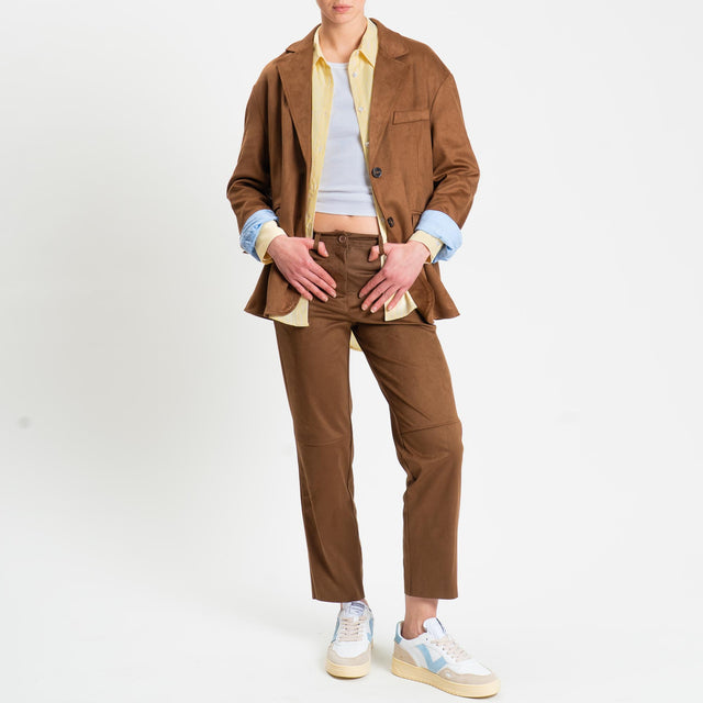 Tensione in-Giacca oversize effetto suede - cognac