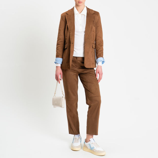 Tensione in-Giacca spacco dietro effetto suede - cognac