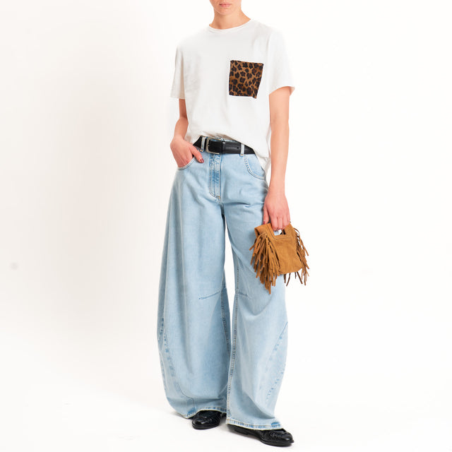 Tensione in-T-shirt taschino animalier - bianco