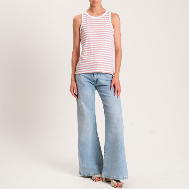 Tensione in-Top righe a costine - latte/rosa