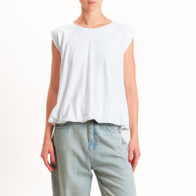 Tensione in-T-shirt smanicata fondo palloncino - bianco