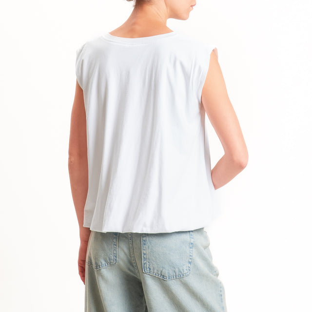 Tensione in-T-shirt smanicata fondo palloncino - bianco