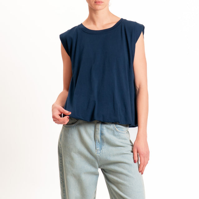 Tensione in-T-shirt smanicata fondo palloncino - blu