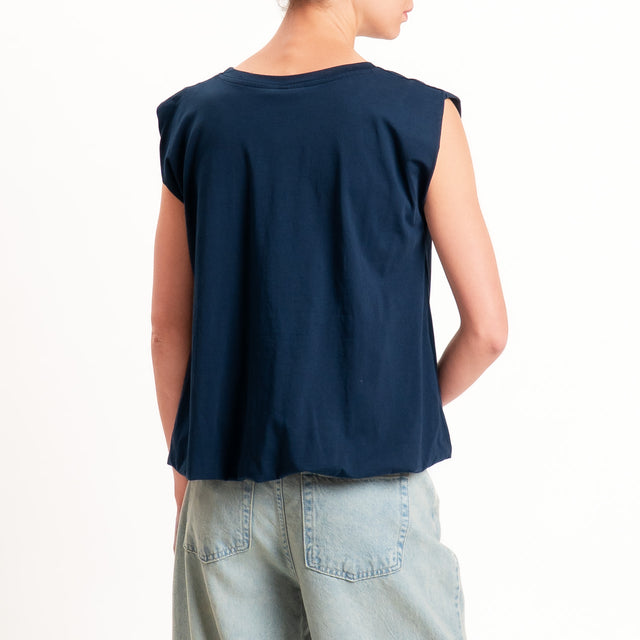 Tensione in-T-shirt smanicata fondo palloncino - blu