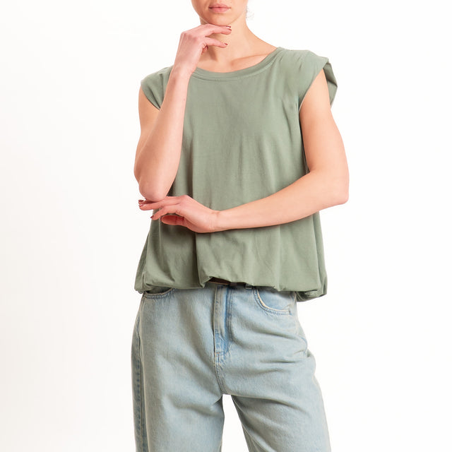 Tensione in-T-shirt smanicata fondo palloncino - militare