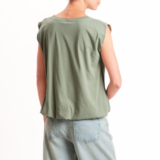 Tensione in-T-shirt smanicata fondo palloncino - militare