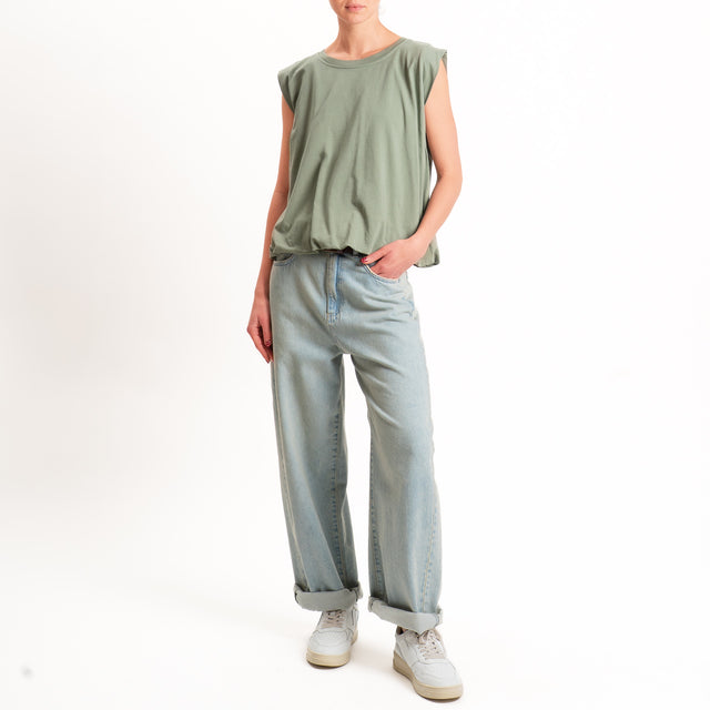 Tensione in-T-shirt smanicata fondo palloncino - militare