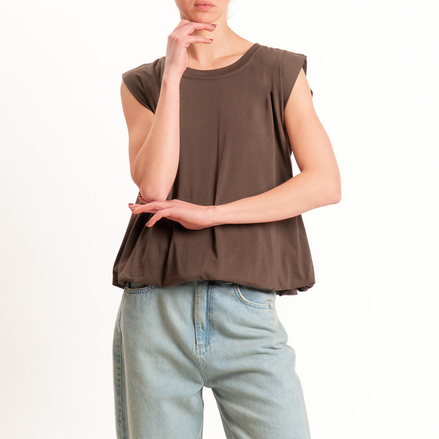 Tensione in-T-shirt smanicata fondo palloncino - cioccolato