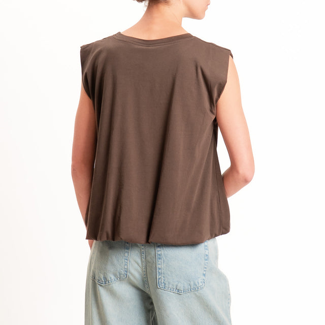 Tensione in-T-shirt smanicata fondo palloncino - cioccolato