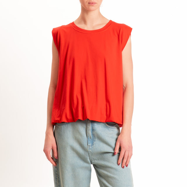 Tensione in-T-shirt smanicata fondo palloncino - rosso