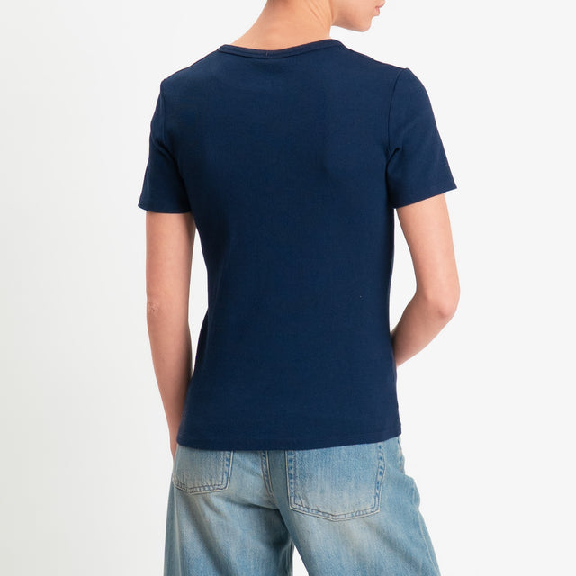 Tensione in-Chester costine con bottoni - blu