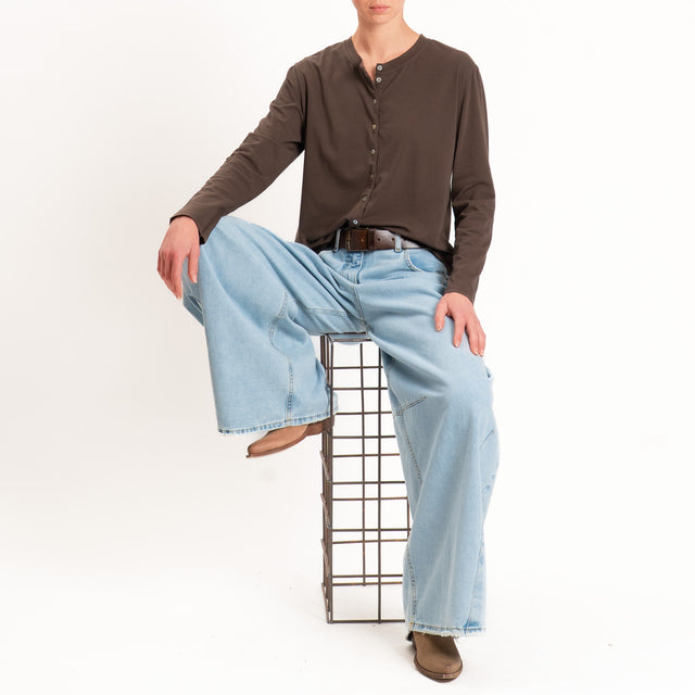 Tensione in-T-shirt rebecchina in jersey - cioccolato