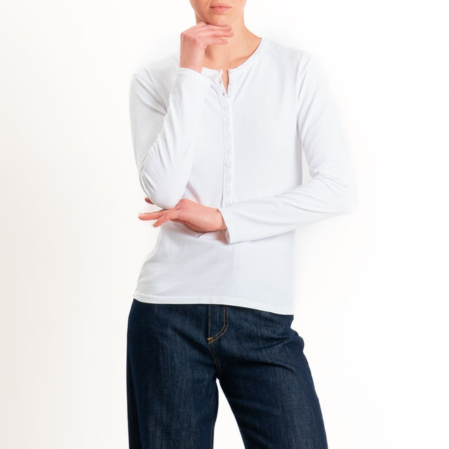 Tensione in-T-shirt serafino cotone elasticizzato - bianco