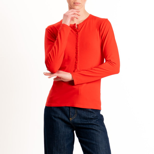 Tensione in-T-shirt serafino cotone elasticizzato - rosso