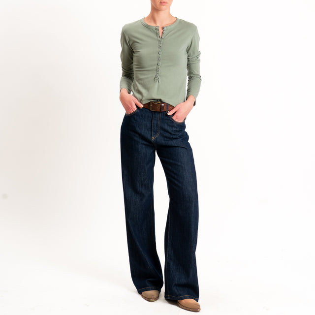 Tensione in-T-shirt serafino cotone elasticizzato - militare