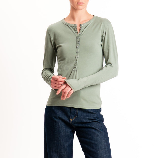 Tensione in-T-shirt serafino cotone elasticizzato - militare