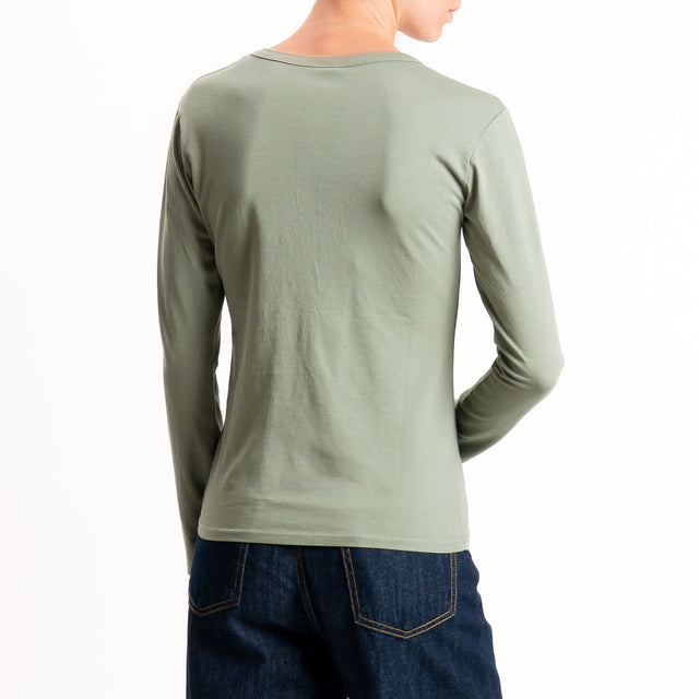 Tensione in-T-shirt serafino cotone elasticizzato - militare