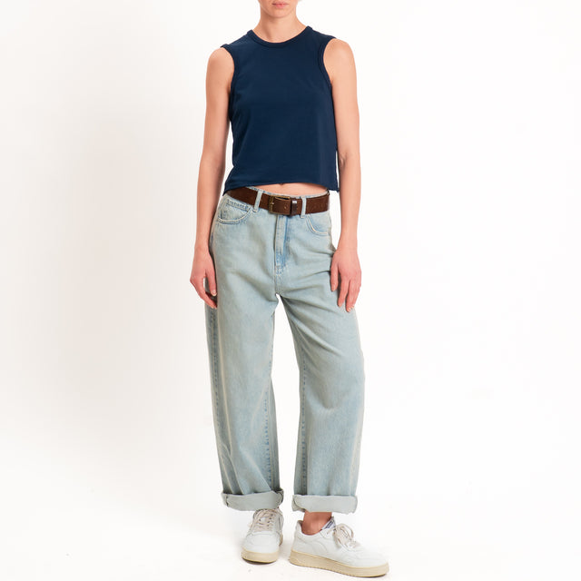 Tensione in-Top cotone elasticizzato - blu