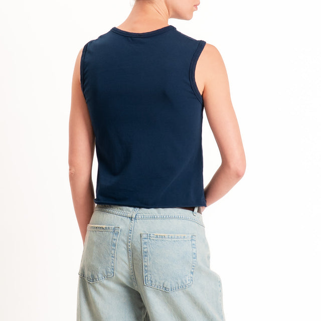 Tensione in-Top cotone elasticizzato - blu