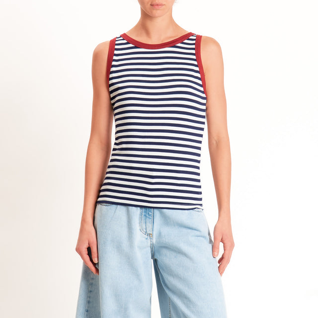 Tensione in-Top righe in jersey - india/panna/blu