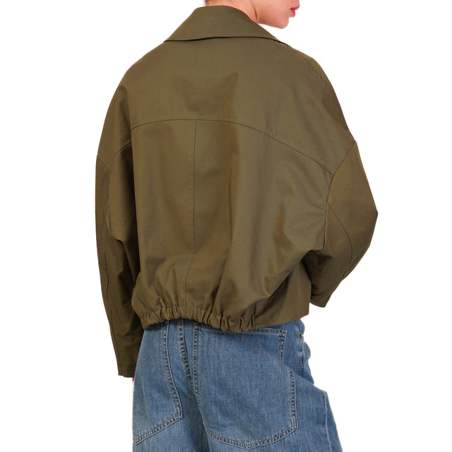 Tensione in-Trench doppiopetto elastico dietro - militare