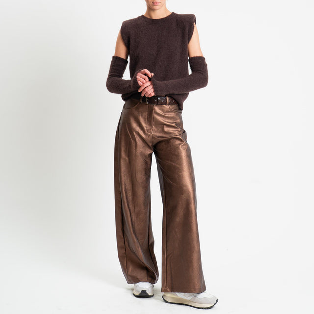 Tensione in-Pantalone GIUSI similpelle wide leg - laminato bronzo