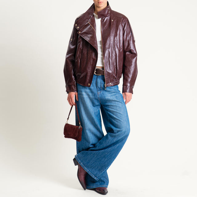 Tensione in- Giacca bomber similpelle - vino