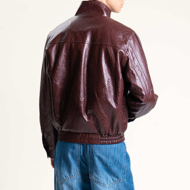 Tensione in- Giacca bomber similpelle - vino