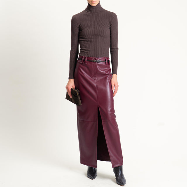 Tensione in-Gonna similpelle spacco davanti - Bordeaux