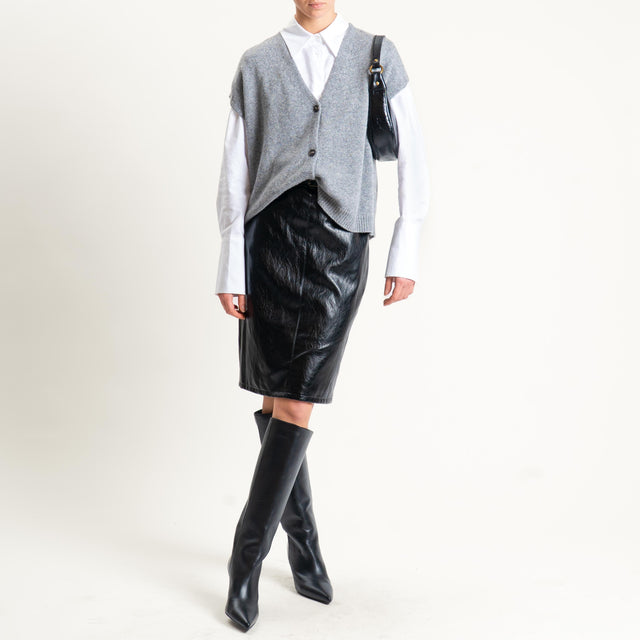 Tensione in-Gonna similpelle invecchiata - nero